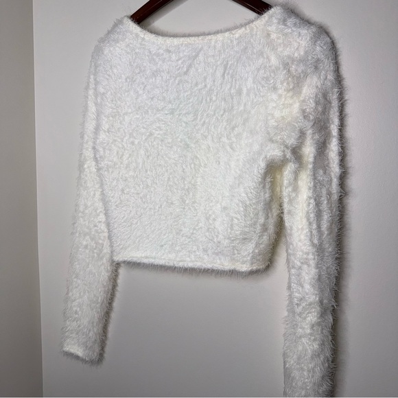 🖤Forever 21 Cream Fluffy Cardigan Crop Long Sleeve - Picture 6 of 6